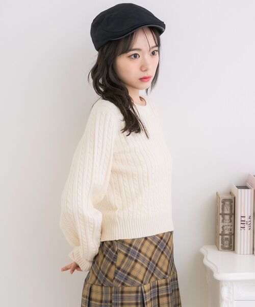 ems excite（エムズエキサイト）の「ケーブルNTPO（ニット/セーター・レディース・ダークブルー/ナチュラル/ダークグレー/レッド・FREE）」の12枚目の写真