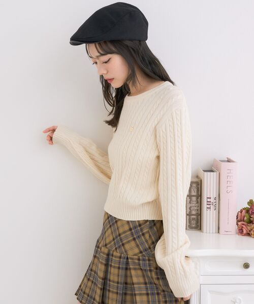 ems excite（エムズエキサイト）の「ケーブルNTPO（ニット/セーター・レディース・ダークブルー/ナチュラル/ダークグレー/レッド・FREE）」の13枚目の写真