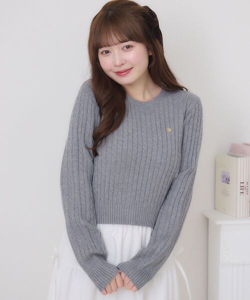 ems excite（エムズエキサイト）の「ケーブルNTPO（ニット/セーター・レディース・ダークブルー/ナチュラル/ダークグレー/レッド・FREE）」の22枚目の写真