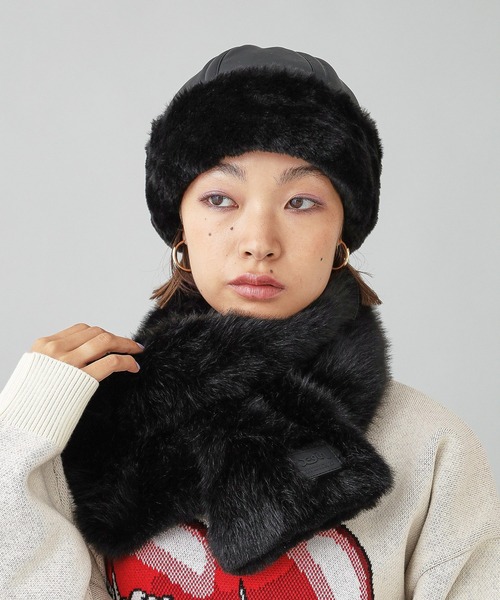 X-girl(エックスガール)の「FAUX FUR BRIM HAT(ハット・レディース・ブラック/ホワイト・ONE SIZE)」の12枚目の写真