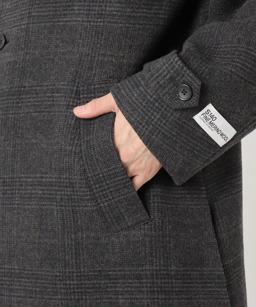 JOURNAL STANDARD（ジャーナルスタンダード）の「S140 ウールモッサ オーバーマックコート（ステンカラーコート・メンズ・ブラック/ネイビー/グレー/ブラック系その他・SMALL/MEDIUM/LARGE）」の9枚目の写真