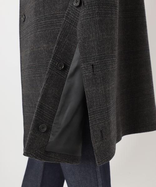 JOURNAL STANDARD（ジャーナルスタンダード）の「S140 ウールモッサ オーバーマックコート（ステンカラーコート・メンズ・ブラック/ネイビー/グレー/ブラック系その他・SMALL/MEDIUM/LARGE）」の11枚目の写真