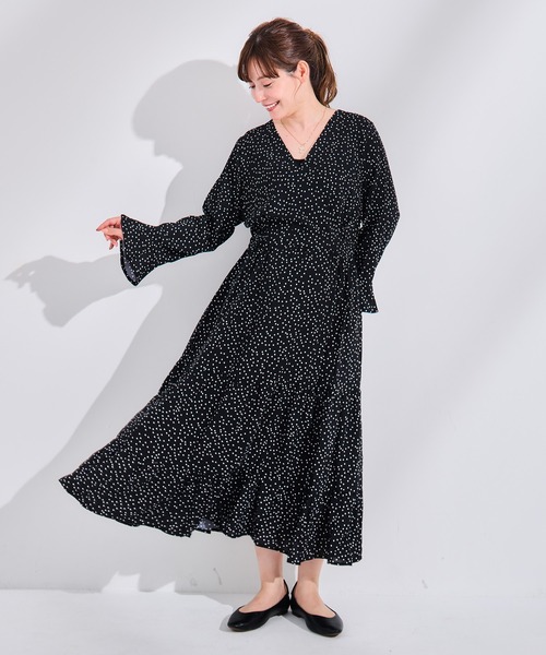 CHOCOA(チョコア)の「ドットラップワンピース(マタニティウェア/グッズ・レディース・ブラック・FREE)」の4枚目の写真