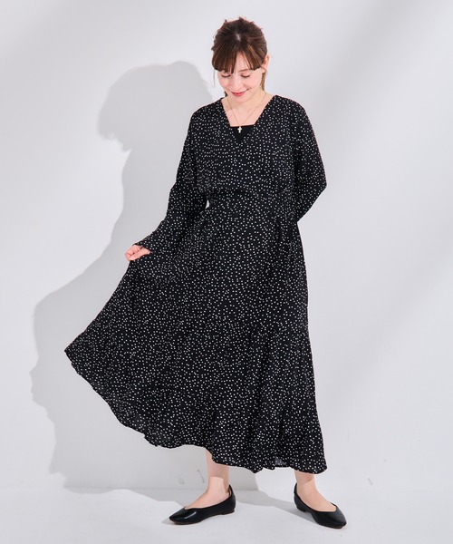 CHOCOA(チョコア)の「ドットラップワンピース(マタニティウェア/グッズ・レディース・ブラック・FREE)」の8枚目の写真