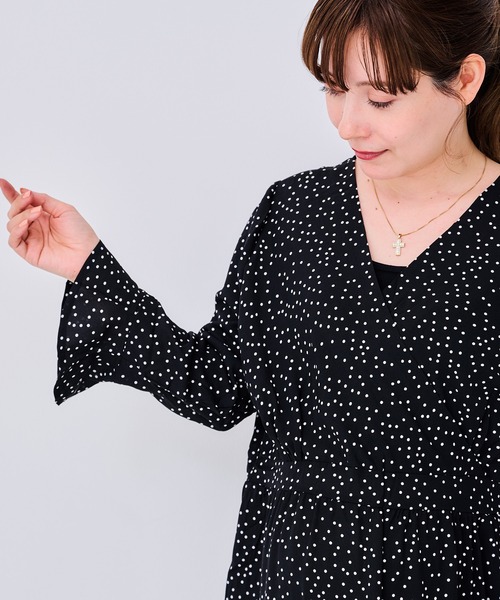 CHOCOA(チョコア)の「ドットラップワンピース(マタニティウェア/グッズ・レディース・ブラック・FREE)」の11枚目の写真