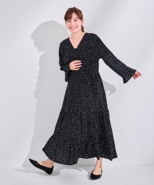 CHOCOA(チョコア)の「ドットラップワンピース(マタニティウェア/グッズ・レディース・ブラック・FREE)」の12枚目の写真