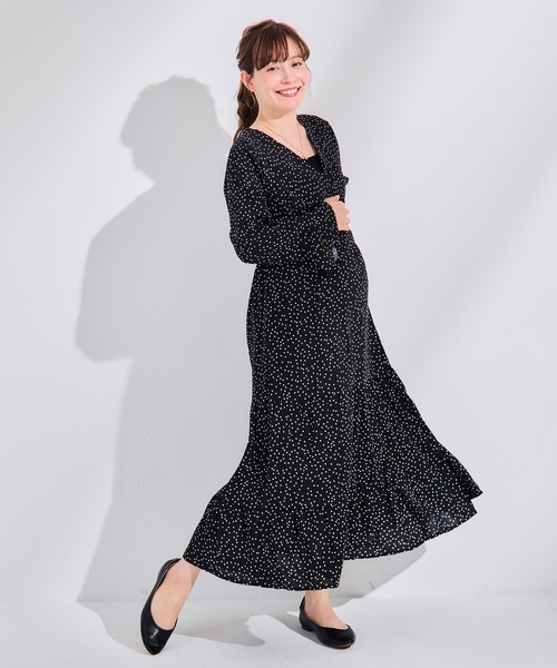 CHOCOA(チョコア)の「ドットラップワンピース(マタニティウェア/グッズ・レディース・ブラック・FREE)」の13枚目の写真