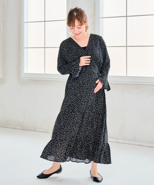 CHOCOA(チョコア)の「ドットラップワンピース(マタニティウェア/グッズ・レディース・ブラック・FREE)」の15枚目の写真