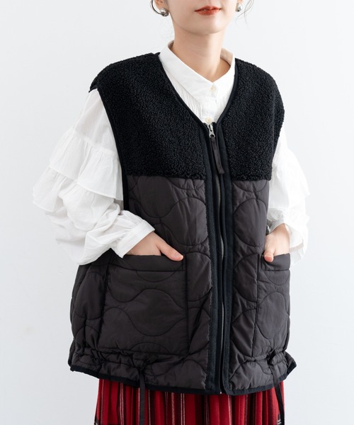 refinedworks(リファインドワークス)の「【refinedworks】 秋に使いやすい!キルティングベスト!(ベスト・レディース・ブラック/オフホワイト・FREE)」の2枚目の写真