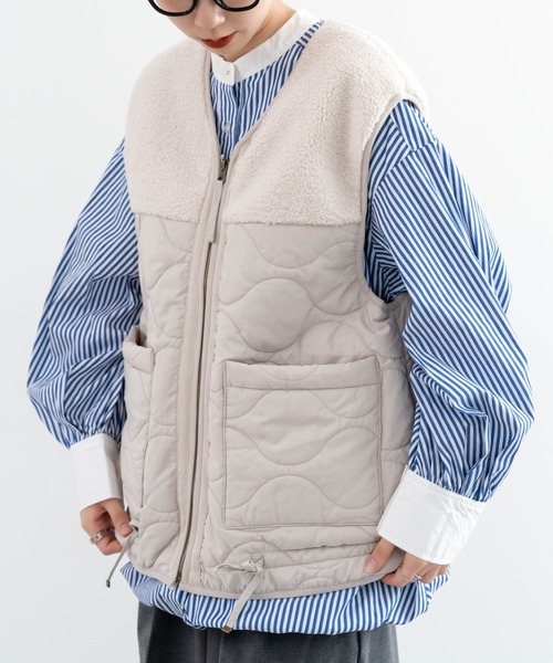 refinedworks(リファインドワークス)の「【refinedworks】 秋に使いやすい!キルティングベスト!(ベスト・レディース・ブラック/オフホワイト・FREE)」の3枚目の写真