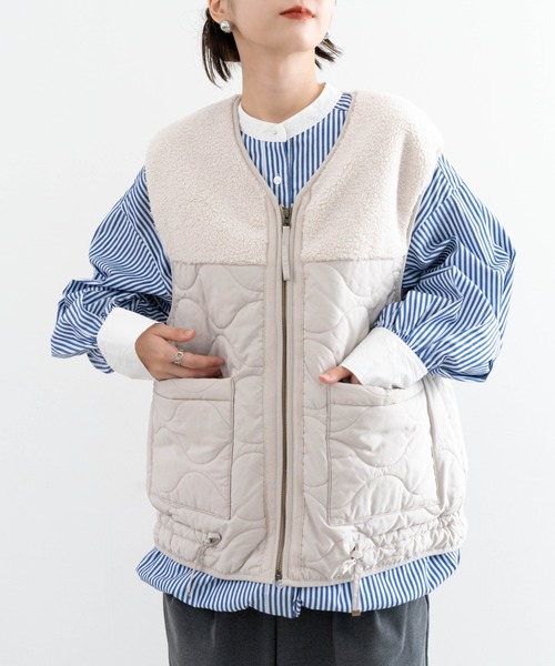 refinedworks(リファインドワークス)の「【refinedworks】 秋に使いやすい!キルティングベスト!(ベスト・レディース・ブラック/オフホワイト・FREE)」の5枚目の写真