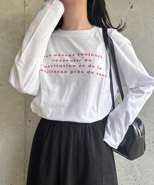 merrylatte（メリーラテ）の「『低身長用サイズあり』　ワンポイントロンT／長袖Tシャツ（Tシャツ/カットソー・レディース・ホワイト/A/C/D/E/B・MEDIUM/SMALL/LARGE/X-LARGE/X-SMALL）」の6枚目の写真