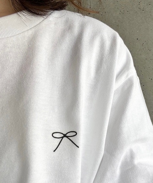 merrylatte（メリーラテ）の「『低身長用サイズあり』　ワンポイントロンT／長袖Tシャツ（Tシャツ/カットソー・レディース・ホワイト/A/C/D/E/B・MEDIUM/SMALL/LARGE/X-LARGE/X-SMALL）」の9枚目の写真