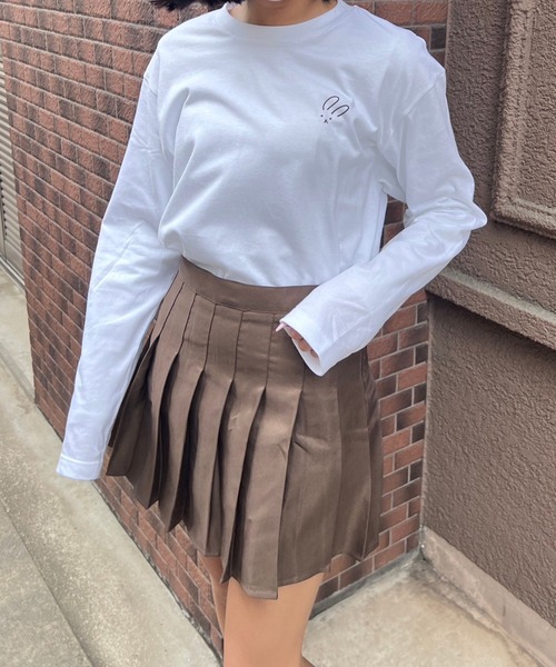 merrylatte（メリーラテ）の「『低身長用サイズあり』　ワンポイントロンT／長袖Tシャツ（Tシャツ/カットソー・レディース・ホワイト/A/C/D/E/B・MEDIUM/SMALL/LARGE/X-LARGE/X-SMALL）」の10枚目の写真