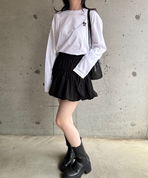 merrylatte（メリーラテ）の「『低身長用サイズあり』　ワンポイントロンT／長袖Tシャツ（Tシャツ/カットソー・レディース・ホワイト/A/C/D/E/B・MEDIUM/SMALL/LARGE/X-LARGE/X-SMALL）」の13枚目の写真