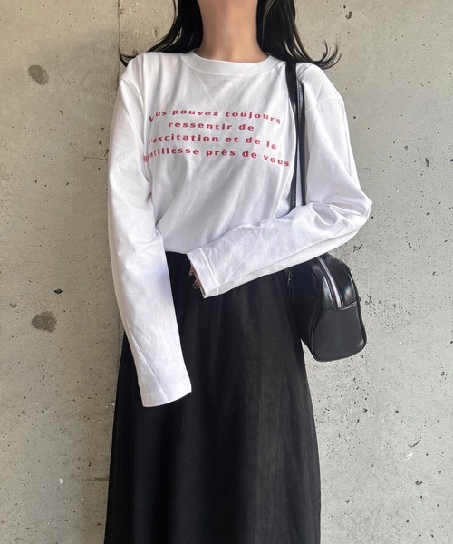 merrylatte（メリーラテ）の「『低身長用サイズあり』　ワンポイントロンT／長袖Tシャツ（Tシャツ/カットソー・レディース・ホワイト/A/C/D/E/B・MEDIUM/SMALL/LARGE/X-LARGE/X-SMALL）」の16枚目の写真