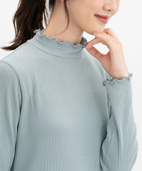 Honeys（ハニーズ）の「メローハイネックＴ（Tシャツ/カットソー・レディース・ピンク/グリーン/イエロー/オフホワイト/ブラック/ブルーグレー/アイボリー/サックスブルー/ラベンダー・S/M/L/LL）」の6枚目の写真