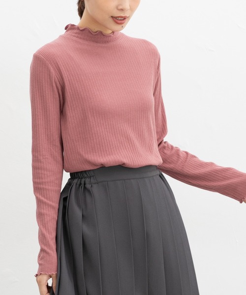 Honeys（ハニーズ）の「メローハイネックＴ（Tシャツ/カットソー・レディース・ピンク/グリーン/イエロー/オフホワイト/ブラック/ブルーグレー/アイボリー/サックスブルー/ラベンダー・S/M/L/LL）」の9枚目の写真