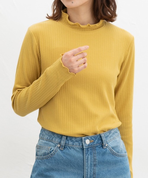 Honeys（ハニーズ）の「メローハイネックＴ（Tシャツ/カットソー・レディース・ピンク/グリーン/イエロー/オフホワイト/ブラック/ブルーグレー/アイボリー/サックスブルー/ラベンダー・S/M/L/LL）」の8枚目の写真