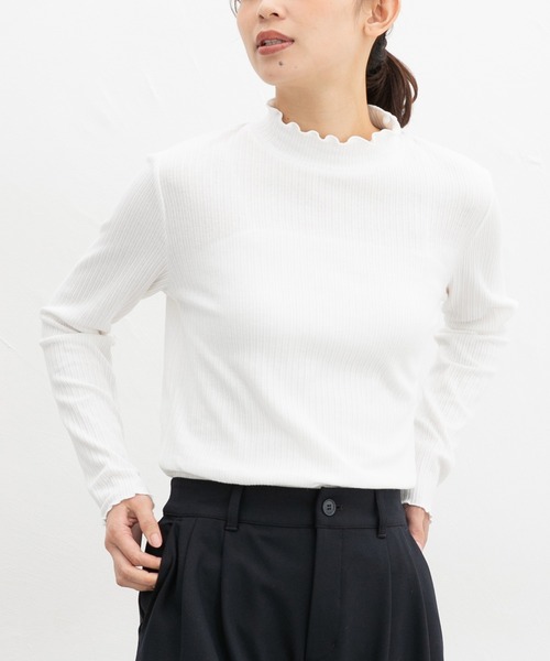 Honeys（ハニーズ）の「メローハイネックＴ（Tシャツ/カットソー・レディース・ピンク/グリーン/イエロー/オフホワイト/ブラック/ブルーグレー/アイボリー/サックスブルー/ラベンダー・S/M/L/LL）」の16枚目の写真