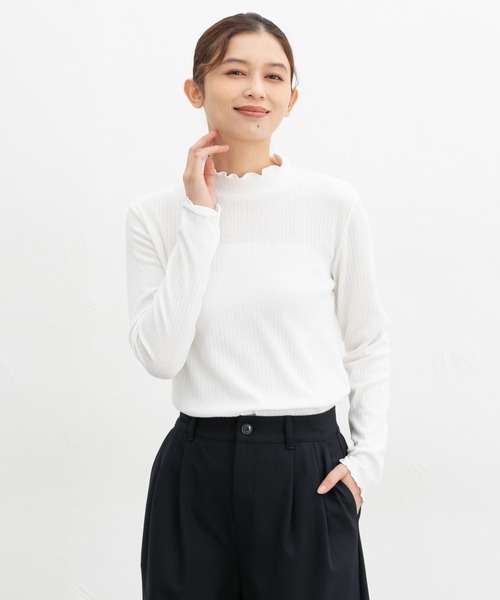 Honeys（ハニーズ）の「メローハイネックＴ（Tシャツ/カットソー・レディース・ピンク/グリーン/イエロー/オフホワイト/ブラック/ブルーグレー/アイボリー/サックスブルー/ラベンダー・S/M/L/LL）」の17枚目の写真