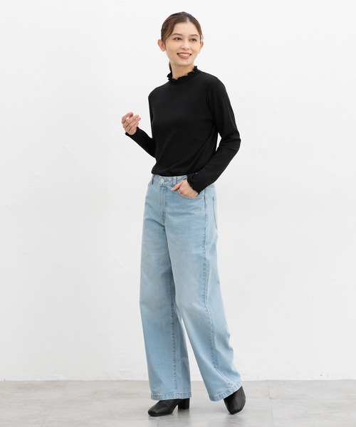 Honeys（ハニーズ）の「メローハイネックＴ（Tシャツ/カットソー・レディース・ピンク/グリーン/イエロー/オフホワイト/ブラック/ブルーグレー/アイボリー/サックスブルー/ラベンダー・S/M/L/LL）」の18枚目の写真