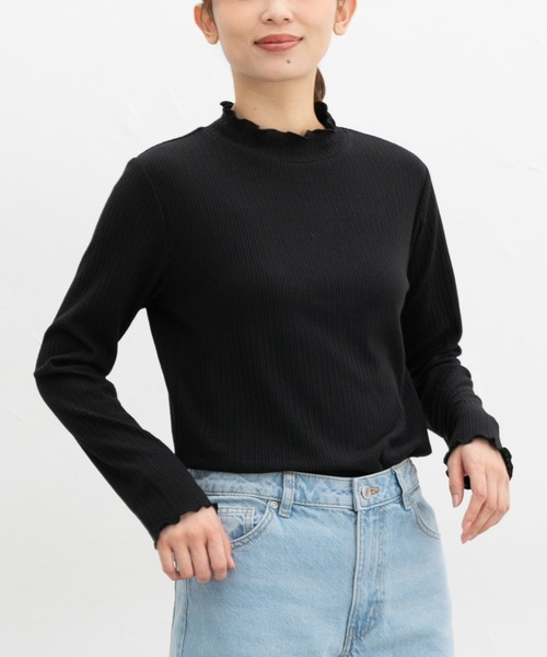 Honeys（ハニーズ）の「メローハイネックＴ（Tシャツ/カットソー・レディース・ピンク/グリーン/イエロー/オフホワイト/ブラック/ブルーグレー/アイボリー/サックスブルー/ラベンダー・S/M/L/LL）」の19枚目の写真