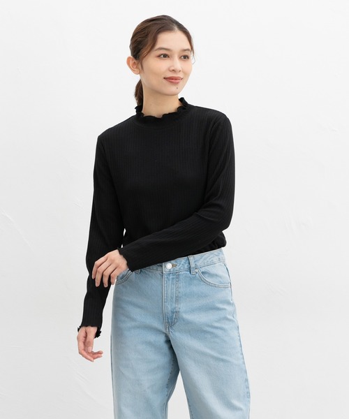 Honeys（ハニーズ）の「メローハイネックＴ（Tシャツ/カットソー・レディース・ピンク/グリーン/イエロー/オフホワイト/ブラック/ブルーグレー/アイボリー/サックスブルー/ラベンダー・S/M/L/LL）」の20枚目の写真