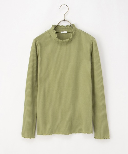 Honeys（ハニーズ）の「メローハイネックＴ（Tシャツ/カットソー・レディース・ピンク/グリーン/イエロー/オフホワイト/ブラック/ブルーグレー/アイボリー/サックスブルー/ラベンダー・S/M/L/LL）」の11枚目の写真