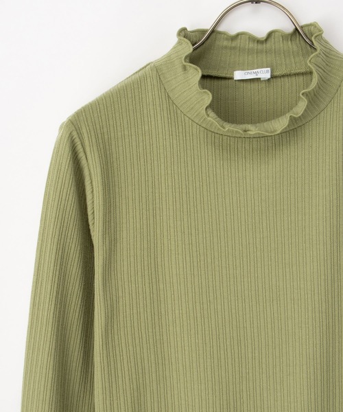 Honeys（ハニーズ）の「メローハイネックＴ（Tシャツ/カットソー・レディース・ピンク/グリーン/イエロー/オフホワイト/ブラック/ブルーグレー/アイボリー/サックスブルー/ラベンダー・S/M/L/LL）」の12枚目の写真