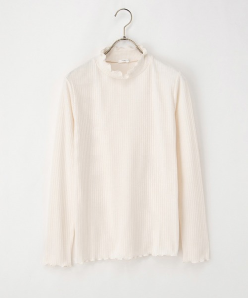 Honeys（ハニーズ）の「メローハイネックＴ（Tシャツ/カットソー・レディース・ピンク/グリーン/イエロー/オフホワイト/ブラック/ブルーグレー/アイボリー/サックスブルー/ラベンダー・S/M/L/LL）」の13枚目の写真