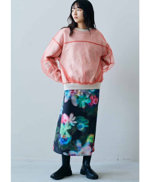 MEDE19F（メデジュウキュウ）の「ＭＥＤＥ１９Ｆ　チュールを重ねたカラースウェット（スウェット・レディース・パープル系その他/オレンジ系その他・LARGE/MEDIUM/X-LARGE）」の4枚目の写真