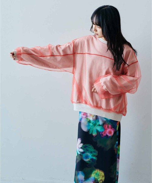 MEDE19F（メデジュウキュウ）の「ＭＥＤＥ１９Ｆ　チュールを重ねたカラースウェット（スウェット・レディース・パープル系その他/オレンジ系その他・LARGE/MEDIUM/X-LARGE）」の7枚目の写真