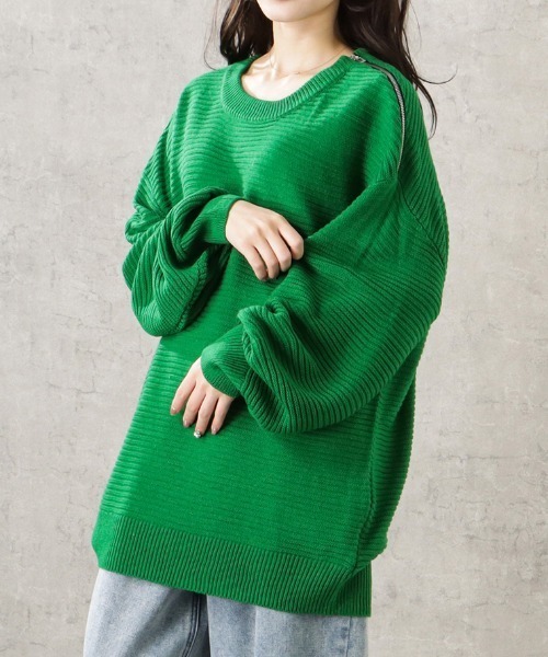 未使用 arte ダークグリーン Lサイズ ジッパーセーター DIESEL 美品 ディーゼル SLOUR DAMAGE KNIT PULLOVER ダメージ