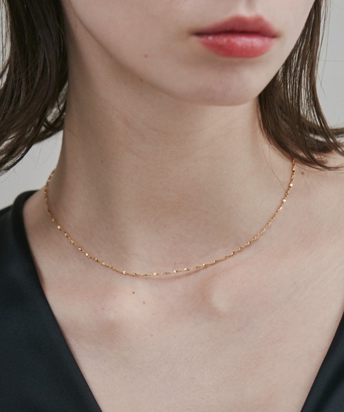 ciite' surgical stainless（シーテサージカルステンレス）の「【 金属アレルギー対応 】 グリッターチェーンネックレス サージカルステンレス   幅1mm（ネックレス・レディース・ゴールド/シルバー/ピンクゴールド・FREE）」の5枚目の写真