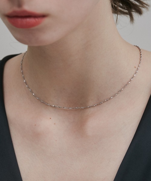 ciite' surgical stainless（シーテサージカルステンレス）の「【 金属アレルギー対応 】 グリッターチェーンネックレス サージカルステンレス   幅1mm（ネックレス・レディース・ゴールド/シルバー/ピンクゴールド・FREE）」の6枚目の写真