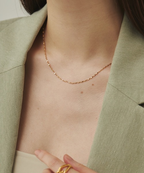 ciite' surgical stainless（シーテサージカルステンレス）の「【 金属アレルギー対応 】 グリッターチェーンネックレス サージカルステンレス   幅1mm（ネックレス・レディース・ゴールド/シルバー/ピンクゴールド・FREE）」の9枚目の写真