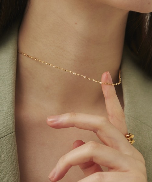 ciite' surgical stainless（シーテサージカルステンレス）の「【 金属アレルギー対応 】 グリッターチェーンネックレス サージカルステンレス   幅1mm（ネックレス・レディース・ゴールド/シルバー/ピンクゴールド・FREE）」の10枚目の写真