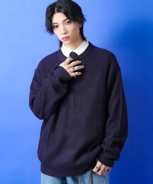 a.p.o.v.（エーピーオービー）の「a.p.o.v. オーバーサイズクルーネックニットセーター（ニット/セーター・メンズ・ネイビー/ベージュ/ブラウン/ブラック/アイボリー/グレー/ブルー・ONESIZE）」の6枚目の写真