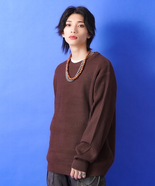 a.p.o.v.（エーピーオービー）の「a.p.o.v. オーバーサイズクルーネックニットセーター（ニット/セーター・メンズ・ネイビー/ベージュ/ブラウン/ブラック/アイボリー/グレー/ブルー・ONESIZE）」の4枚目の写真