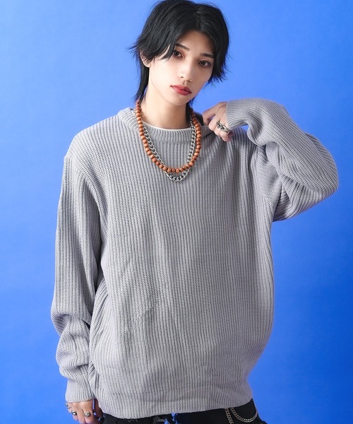 a.p.o.v.（エーピーオービー）の「a.p.o.v. オーバーサイズクルーネックニットセーター（ニット/セーター・メンズ・ネイビー/ベージュ/ブラウン/ブラック/アイボリー/グレー/ブルー・ONESIZE）」の3枚目の写真
