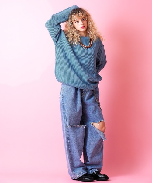 a.p.o.v.（エーピーオービー）の「a.p.o.v. オーバーサイズクルーネックニットセーター（ニット/セーター・メンズ・ネイビー/ベージュ/ブラウン/ブラック/アイボリー/グレー/ブルー・ONESIZE）」の20枚目の写真