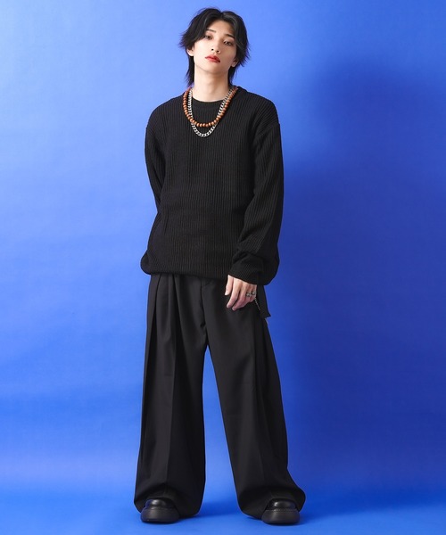 a.p.o.v.（エーピーオービー）の「a.p.o.v. オーバーサイズクルーネックニットセーター（ニット/セーター・メンズ・ネイビー/ベージュ/ブラウン/ブラック/アイボリー/グレー/ブルー・ONESIZE）」の22枚目の写真