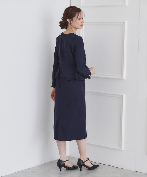 index(インデックス)の「《S-LLsize》ドッキングペプラムワンピース【洗濯機洗い可/イージーアイロン/防シワ】(ワンピース・レディース・ナチュラル/ネイビー・36/38/40/42)」の11枚目の写真