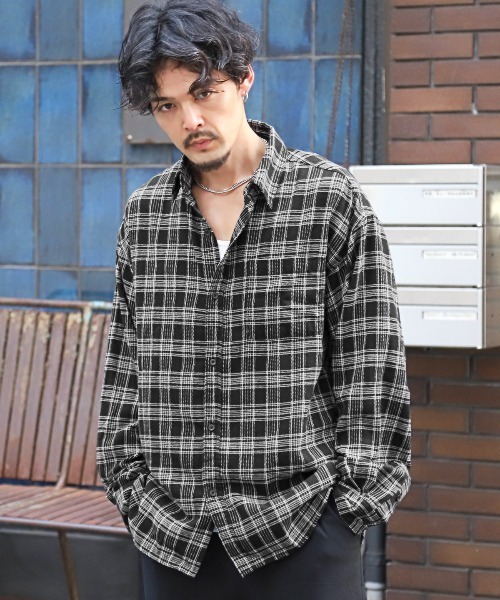 セール】長袖先染めチェック柄ネルシャツ（シャツ/ブラウス