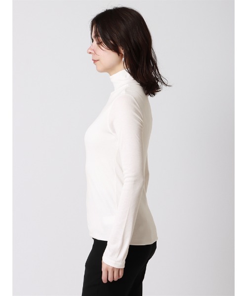 SUIT SQUARE(スーツスクエア)の「ハイネックプルオーバー 長袖 ウォッシャブル シアーリブ(Tシャツ/カットソー・レディース・ブラック/ホワイト・38(9号))」の3枚目の写真