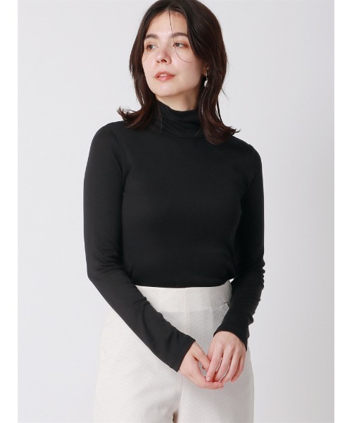 SUIT SQUARE(スーツスクエア)の「ハイネックプルオーバー 長袖 ウォッシャブル シアーリブ(Tシャツ/カットソー・レディース・ブラック/ホワイト・38(9号))」の16枚目の写真