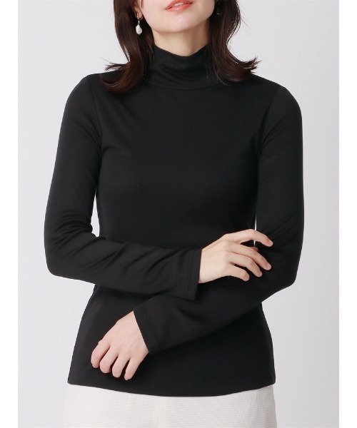 SUIT SQUARE(スーツスクエア)の「ハイネックプルオーバー 長袖 ウォッシャブル シアーリブ(Tシャツ/カットソー・レディース・ブラック/ホワイト・38(9号))」の15枚目の写真