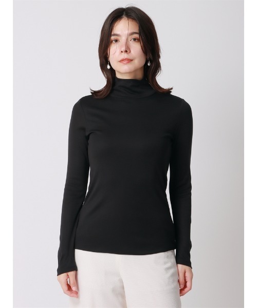SUIT SQUARE(スーツスクエア)の「ハイネックプルオーバー 長袖 ウォッシャブル シアーリブ(Tシャツ/カットソー・レディース・ブラック/ホワイト・38(9号))」の14枚目の写真