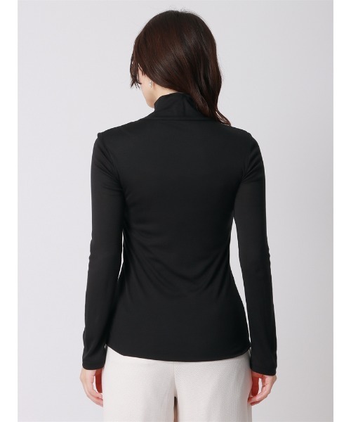 SUIT SQUARE(スーツスクエア)の「ハイネックプルオーバー 長袖 ウォッシャブル シアーリブ(Tシャツ/カットソー・レディース・ブラック/ホワイト・38(9号))」の12枚目の写真